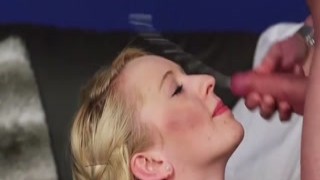 wacky sex kitten gets sperm load on her face swallowing