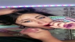 delicious busty slut swallowing cock